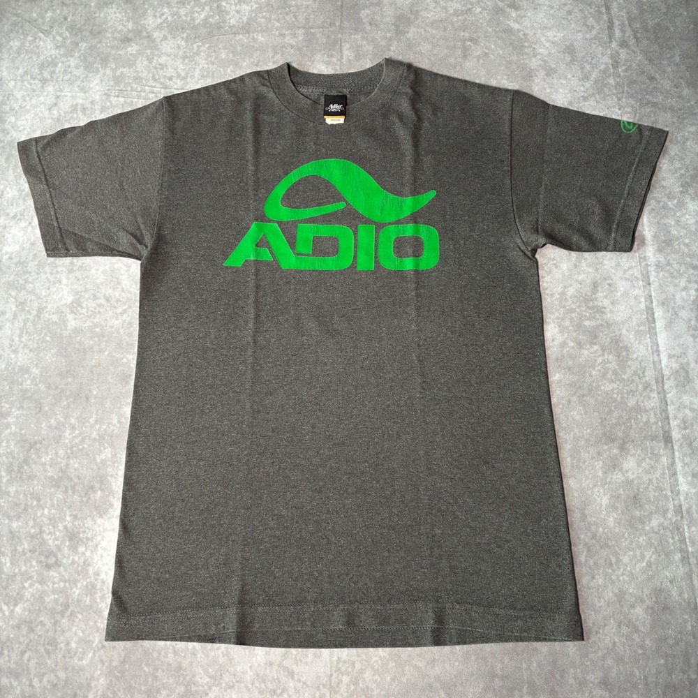 Y2K Adio Footwear Mens Skate T-Shirt Medium Gray Green Logo Y2K Bam Margera